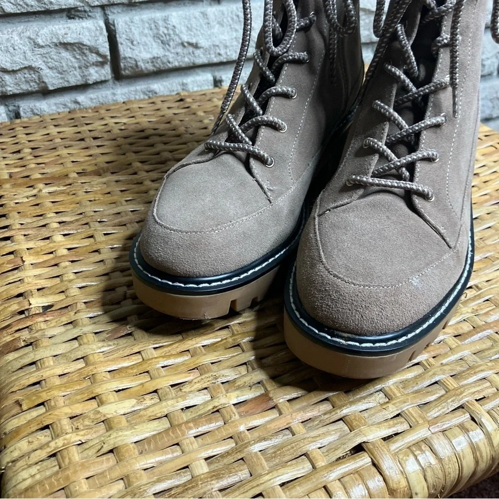 Violet & Red Alexa Suede Lace Up Bootie Brown